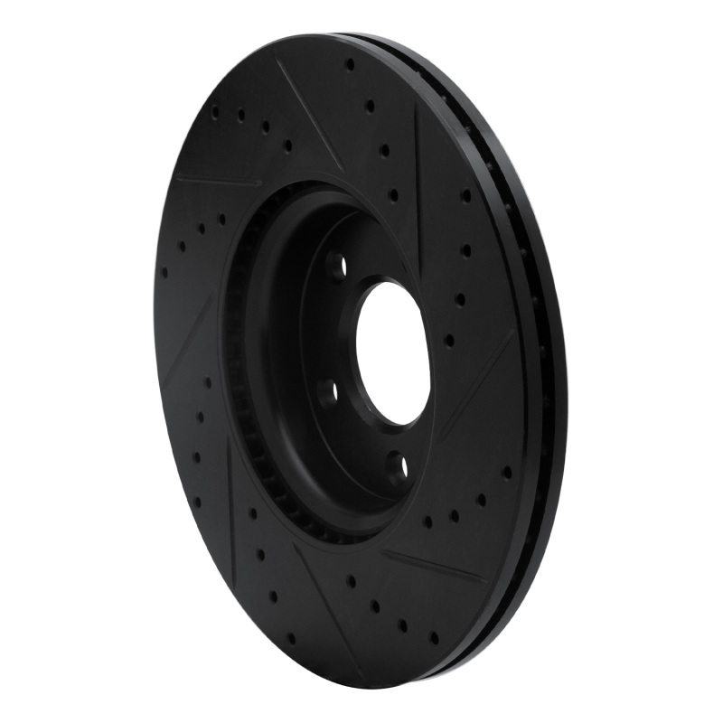 Mazda 3 Brake Rotor (1) - Front Left - R1 Concepts - Drilled & Slotted - Black - `07-`13